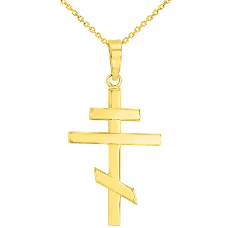 women butterfly pendant necklaces -14K Gold Plain Russian Orthodox Cross Pendant Necklace - Yellow Gold