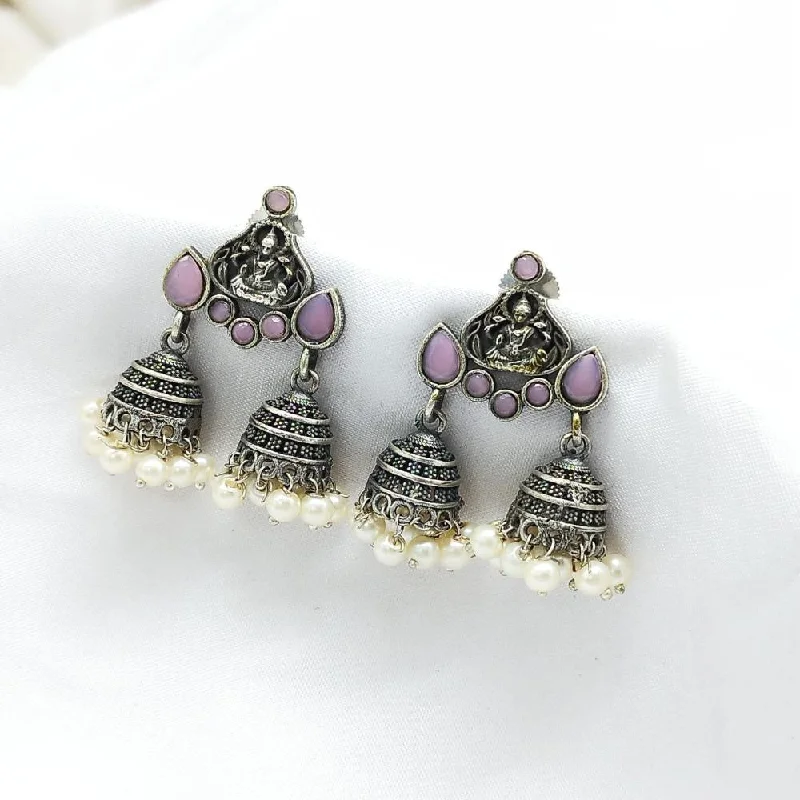 women oval earrings -Akruti Collection Oxidised Plated Pota Stone Dangler Earring