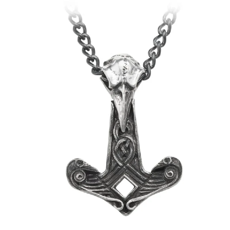 women custom necklaces -Ravenhammer Pendant Raven Hammer Viking Necklace by Alchemy Gothic