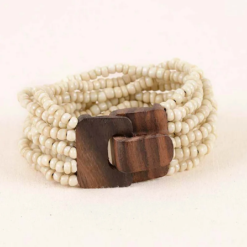 women birthstone bangles -Mini Wood Buckle Bracelet