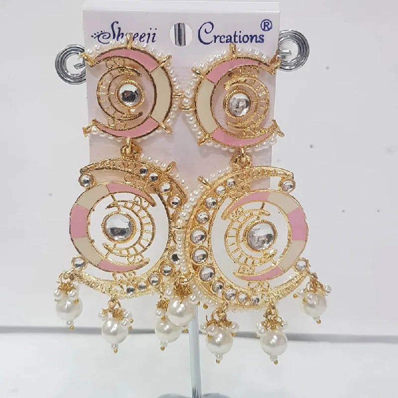 women hoop earrings -Shreeji Gold Plated Meenakari Dangler Earrings