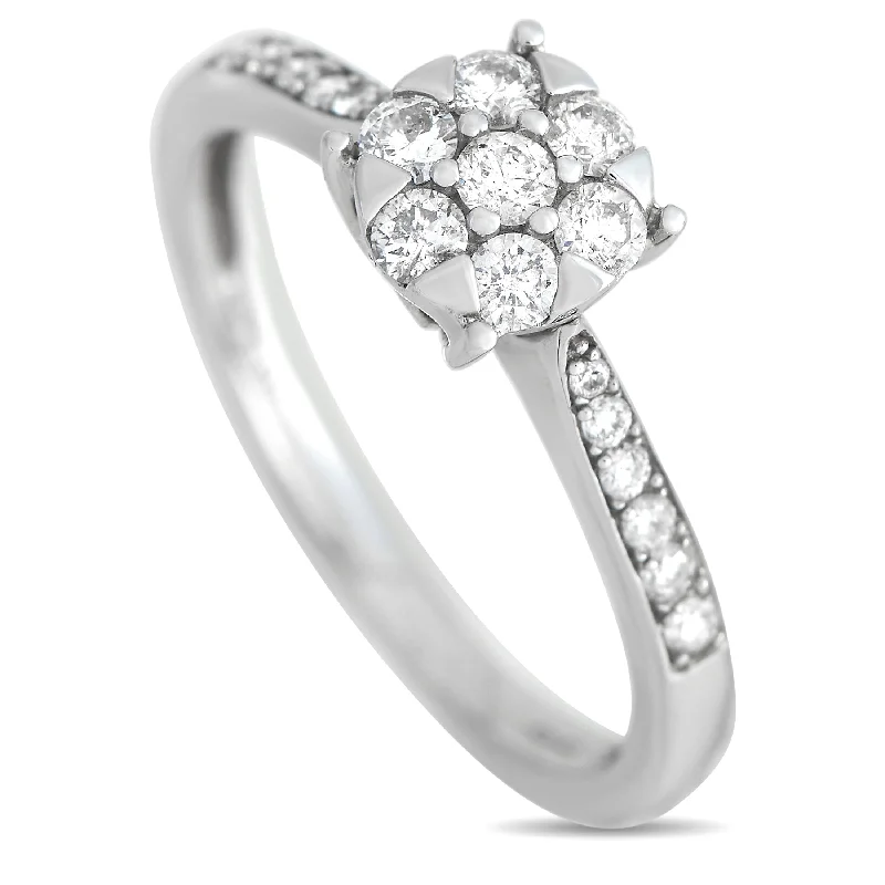 women custom wedding bands -LB Exclusive 14K White Gold 0.40ct Diamond Cluster Ring RD4-10512W