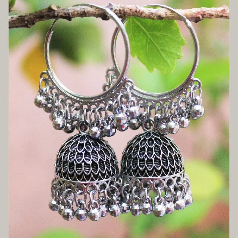 women modern earrings -H K Fashion Oxidised Plated Jhumki Earrings