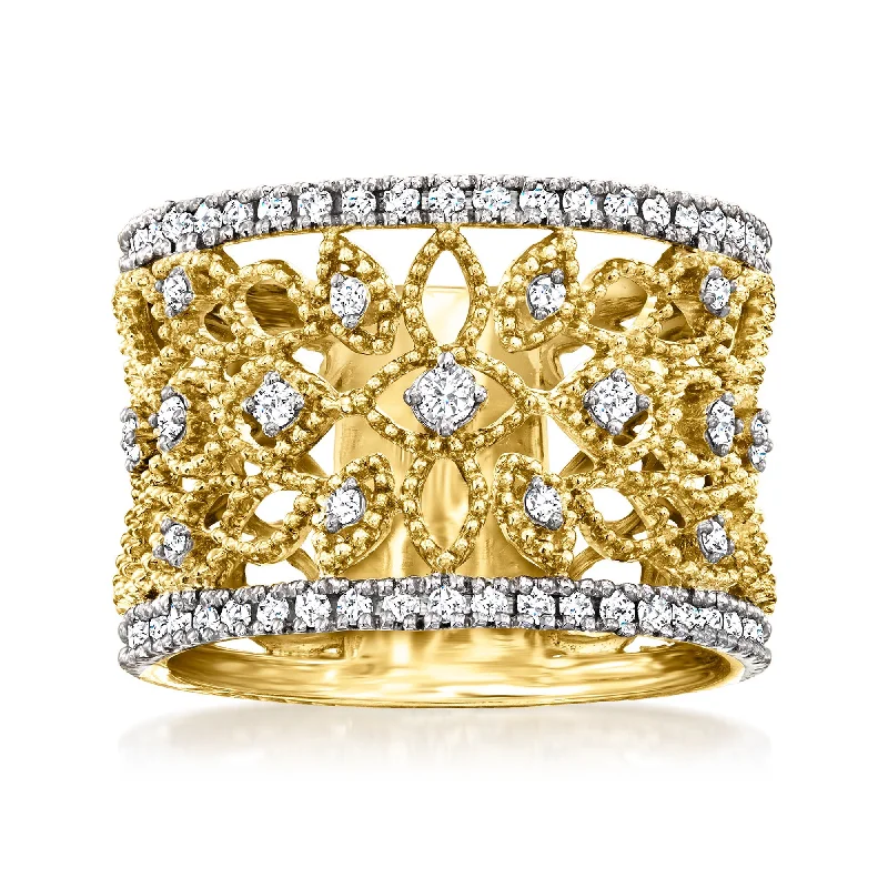 women yellow gold engagement rings -Ross-Simons Diamond Ring in 18kt Gold Over Sterling