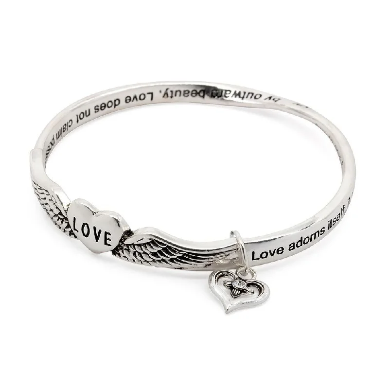 women gemstone bangles -Inspirational Bangle Bracelet - Love