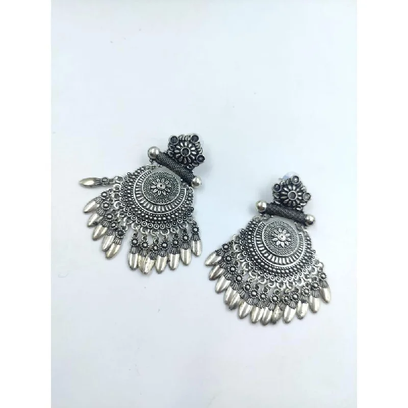 women cubic zirconia earrings -Akruti Collection Oxidised Plated  Dangler Earrings