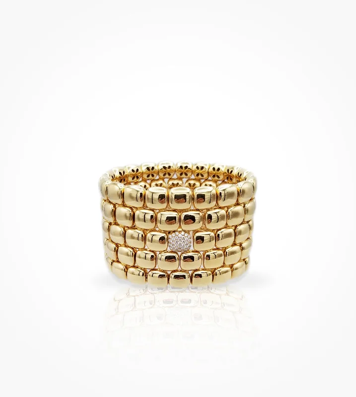 women trendy bracelets -BR07324 18KY expandable wide cuff bracelet, diamond pave link =0.28cts g si. Call for pricing