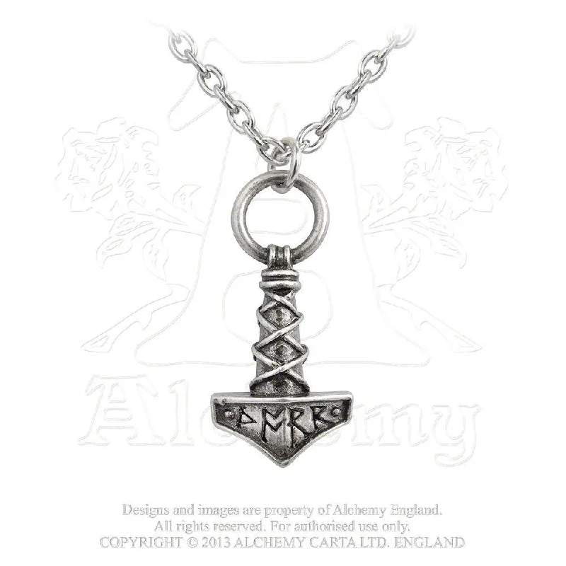 women gold necklaces -Thor's Hammer Amulet Mjolnir Viking Pendant Necklace by Alchemy Gothic