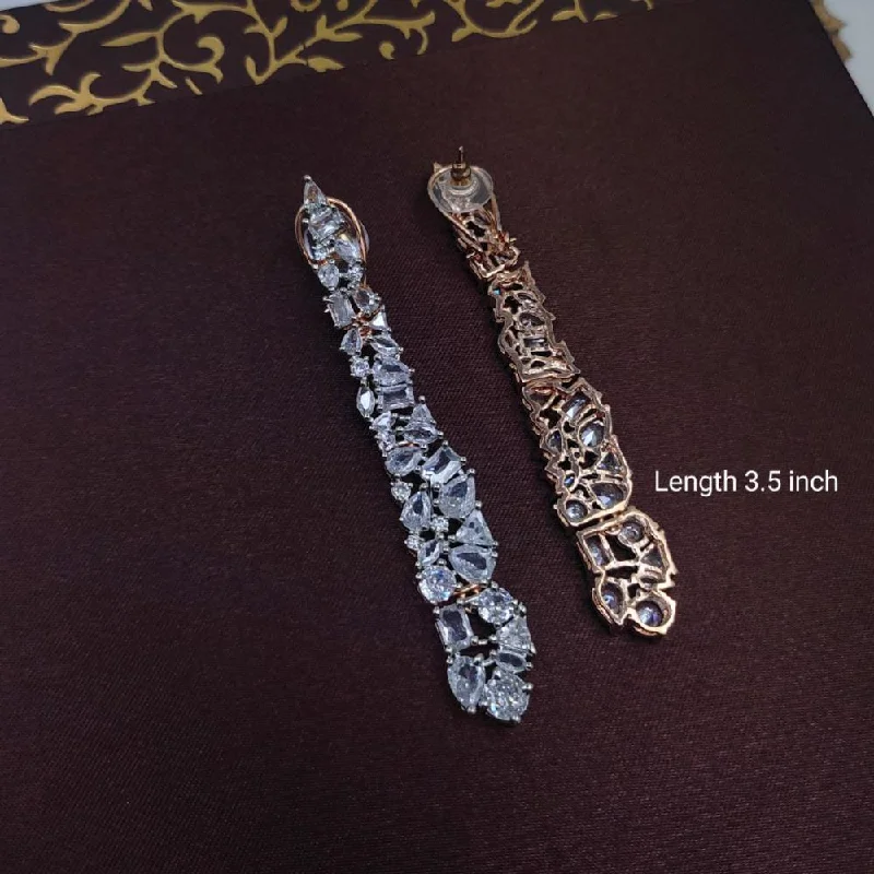 women eco-friendly earrings -Aamrapali Rose Gold Plated AD Stone Dangler Earrings