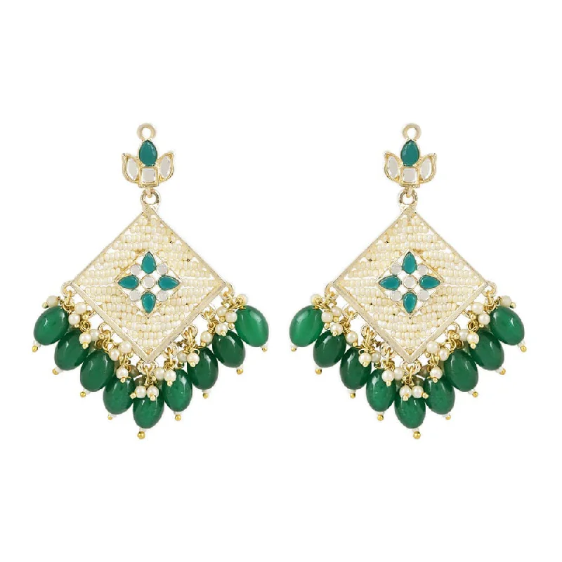 women vintage earrings -SNERA Gold Plated Beads And Pearls Dangler Earrings