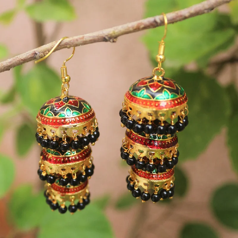 women colorful gemstone earrings -H K Fashion Gold Plated Meenakari Dangler Earings