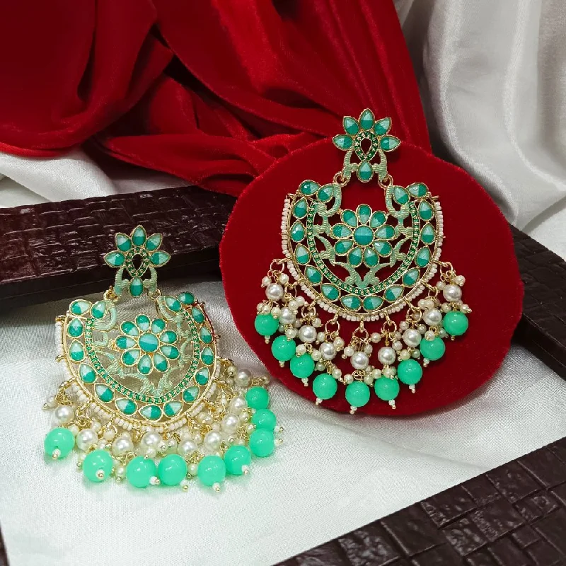 women teardrop earrings -Bhavi Meenaakri & Beads Gold Plated Dangler Earrings