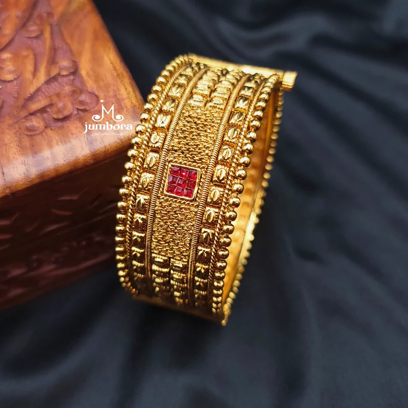 women bangles sets -Antique Gold Openable Single Bangle Bracelet