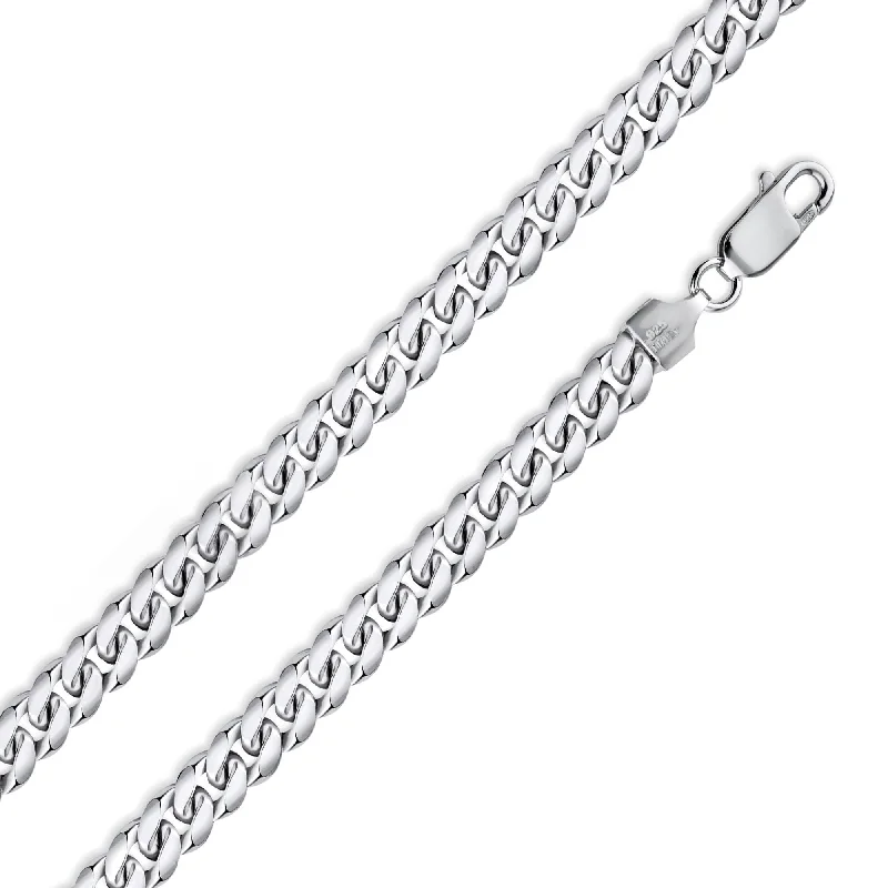 women double chain bracelets -Rhodium Plated 925 Sterling Silver Miami Cuban 200 Bracelet or Chain Link 7mm - CH317 RH