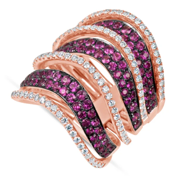 women men’s wedding rings -18kt Rose Gold Pink Sapphire & Diamond Fashion Ring