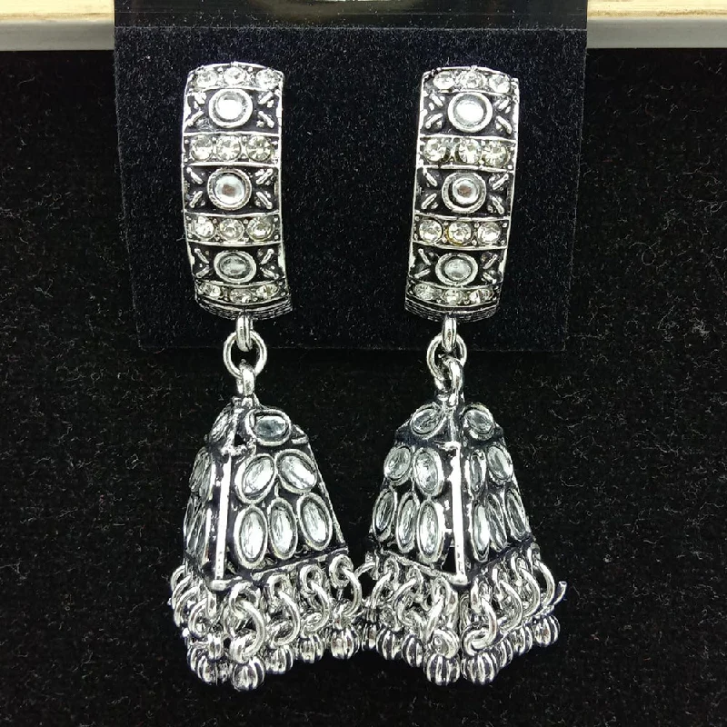 women heart earrings -SP Jewellery Oxidised Plated Jhumki Earrings