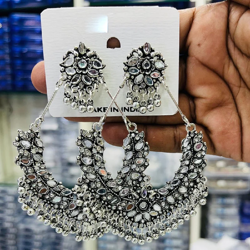 women bohemian earrings -Manisha Jewellery Oxidised Plated Mirror And Ghungroo Dangler Earrings