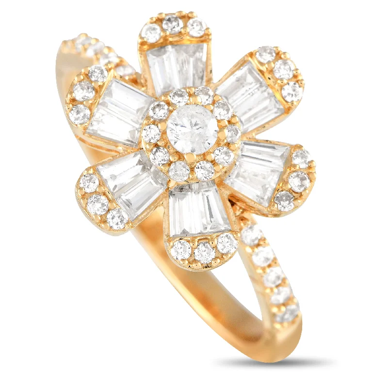 women custom engagement rings -LB Exclusive 14K Yellow Gold 0.81ct Diamond Flower Ring RN31409-Y