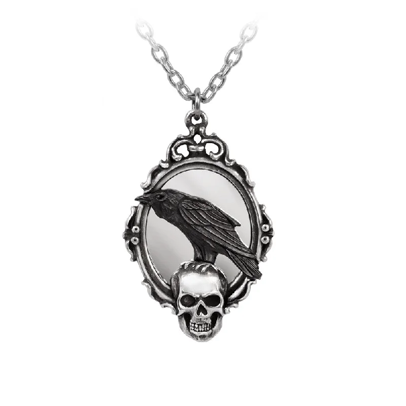 women layered necklaces -Reflections of Poe Raven Mirror Necklace by Alchemy Gothic