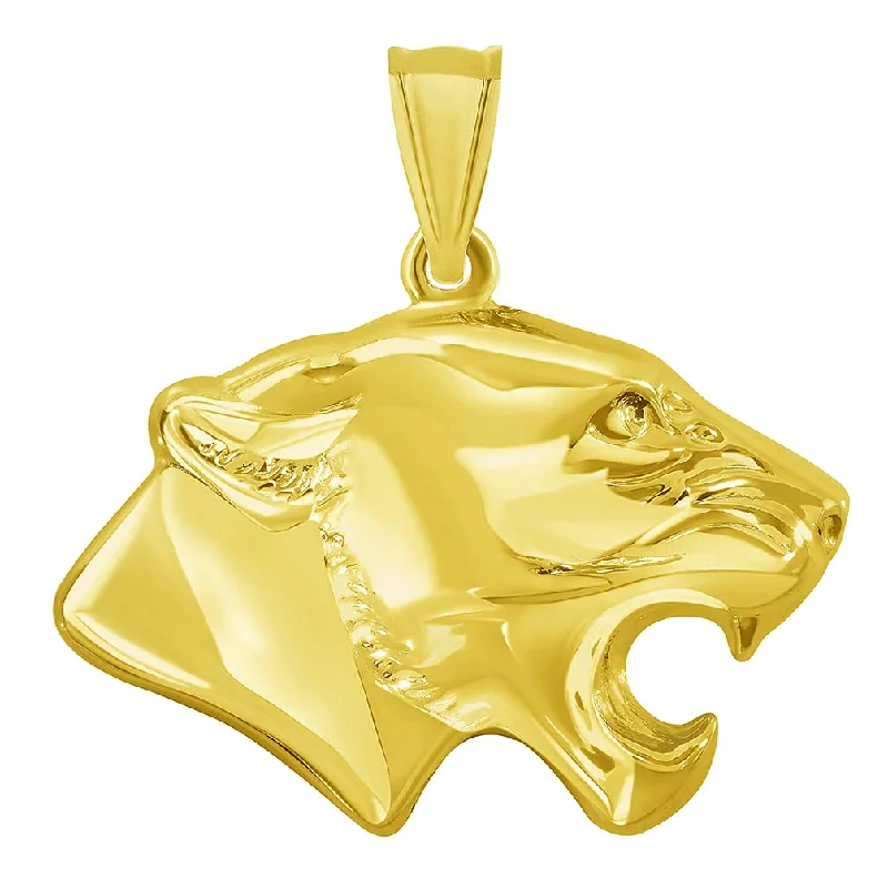 women infinity necklaces -14k Yellow Gold 3D Jaguar Head Animal Pendant