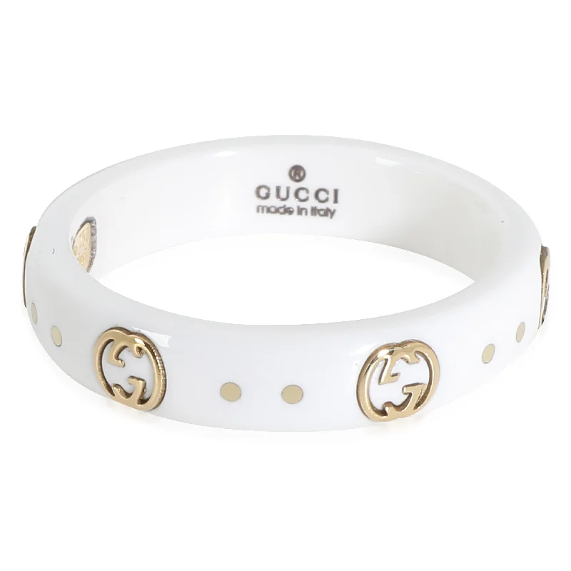 women floral engagement rings -Gucci Icon Band in 18K Ceramic/Yellow Gold