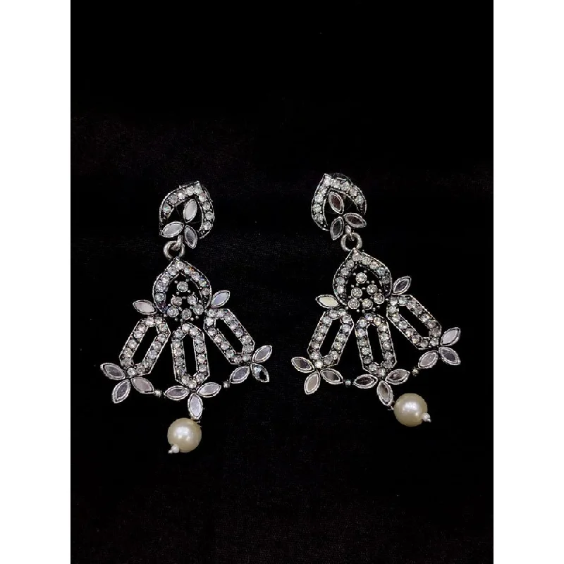 women ear cuff earrings -Akruti Collection Oxidised Plated Mirror Dangler Earrings