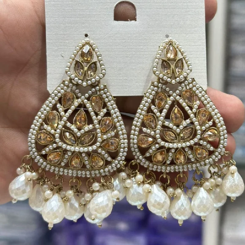 women vintage-style earrings -Kavita Art Gold Plated Crystal Stone And Beads Dangler Earrings