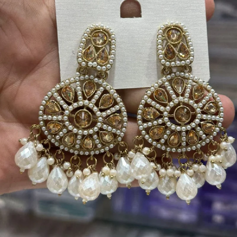 women diamond earrings -Kavita Art Gold Plated Crystal Stone And Beads Dangler Earrings