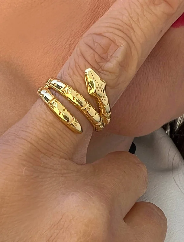 women emerald cut rings -YEAR OF THE SNAKE Ring | 18K Gold Over Sterling Silver