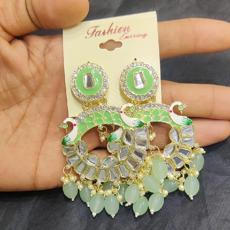 women gold stud earrings -Manisha Jewellery Gold Plated  Meenakari Dangler Earrings