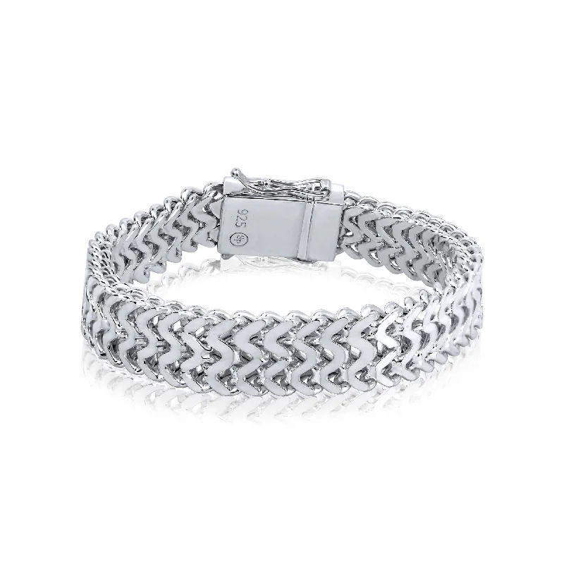 women gemstone charm bracelets -Sterling Silver High Zig Zag Bracelet 13.6mm - CHHB003