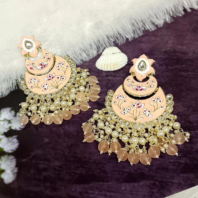 women personalized stud earrings -Bhavi Jewels Kundan And Meenakari Dangler Earrings