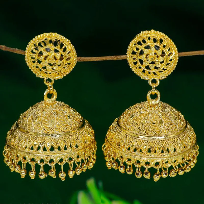 women jade earrings -Mahavir  Gold Plated Jhumki Earrings