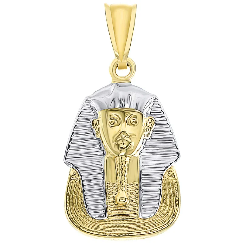 women bridal necklaces -14K Gold King Tut Charm Egyptian Pharaoh Pendant - Yellow Gold