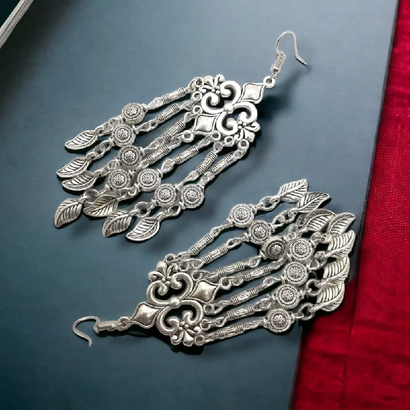 women chic earrings -Bajana Lifestyle Oxidised Long Fancy Dangler Earrings For Women