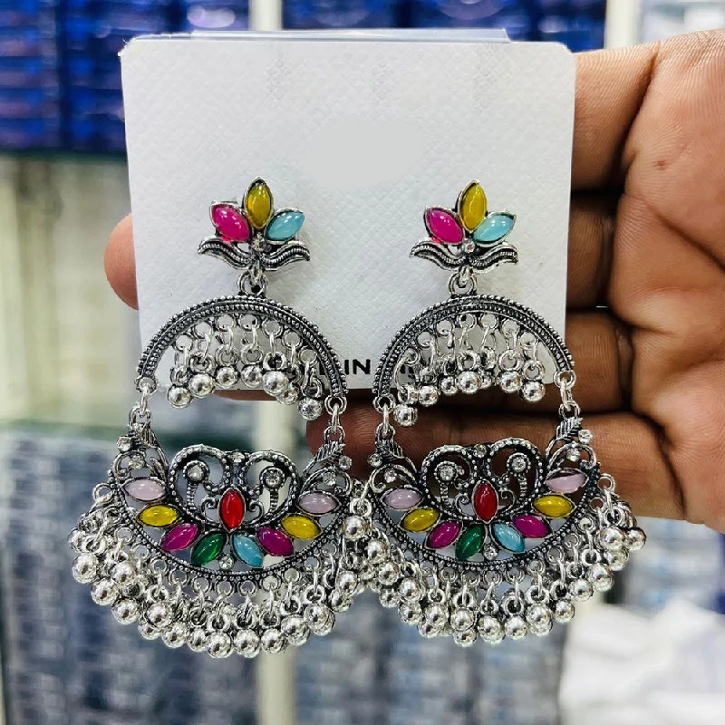 women eco-friendly earrings -Manisha Jewellery Oxidised Plated Crystal Stone And Ghungroo Dangler Earrings