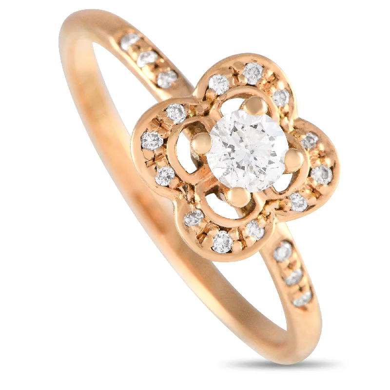 women unique cut engagement rings -Mauboussin 18K Rose Gold Diamond Quatrefoil Ring MB35-051524