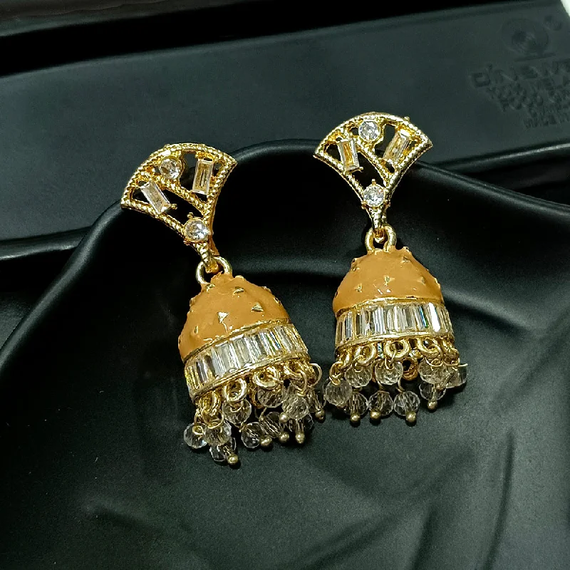 women luxury diamond earrings -Infinity Jewels Gold Plated Hypoallergenic Nickel Free Meenakari Jhumki Earrings