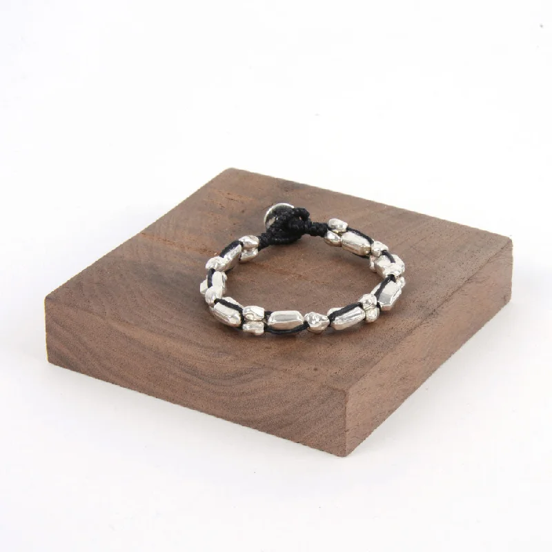 women double chain bracelets -Wrap Style Rectangle Nugget Bracelet