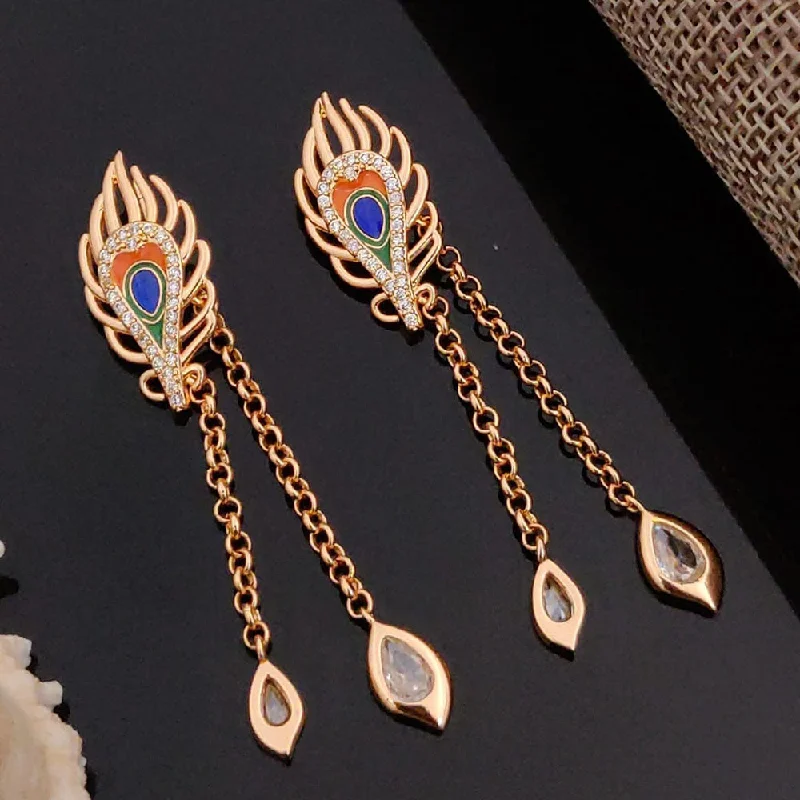 women sparkly earrings -Akruti Collection Rose Gold Plated  Austrian Stone Dangler  Earrings