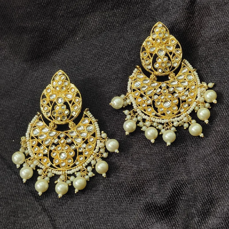 women luxury earrings -Bhavi Jewels Gold Plated Kundan Stone And Beads Dangler Earrings