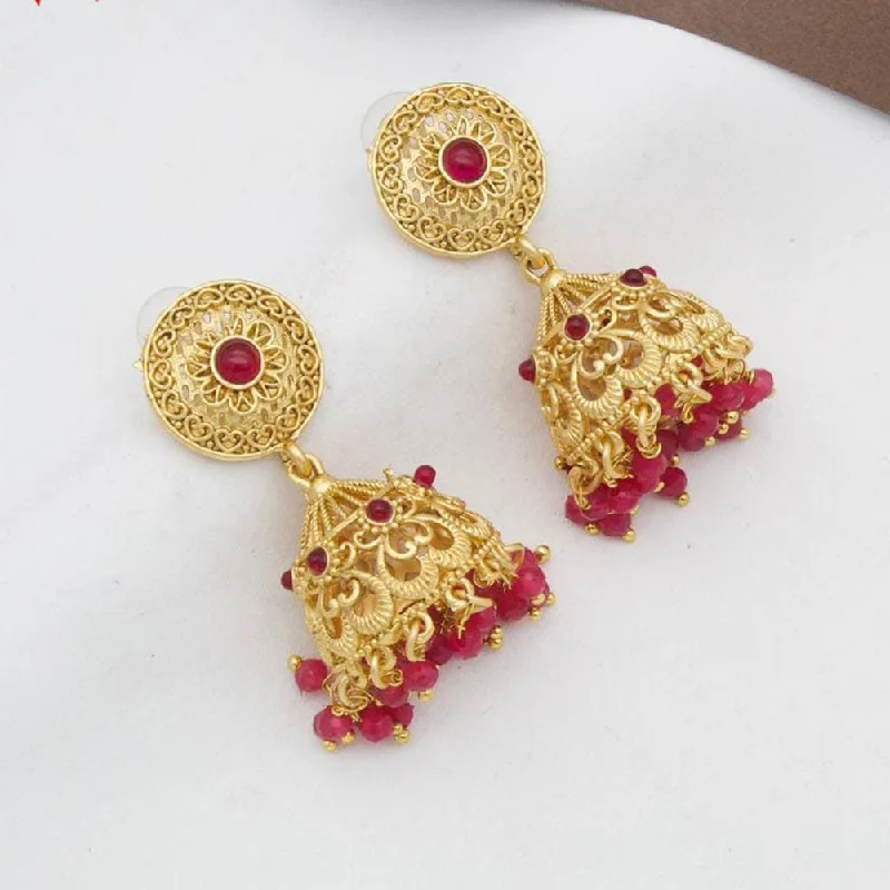 women luxury earrings -Manisha Jewellery Gold  Plated Pota Stone And Pearls Jhumki Earrings