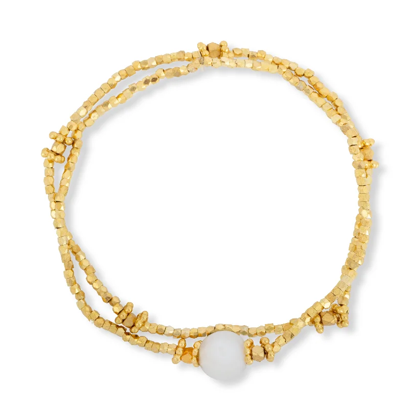 women beaded bracelets -Bluebell Bracelet Pearl