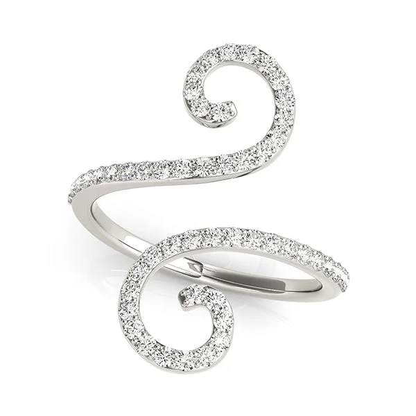 women affordable engagement rings -14kt White Gold Open Swirl Diamond Ring (1/2 ctw)