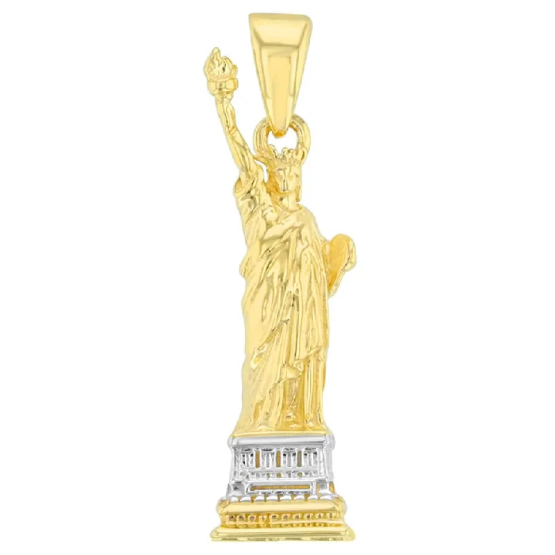 women monogram necklaces -Solid 14K Gold Statue of Liberty Charm Pendant - Yellow Gold