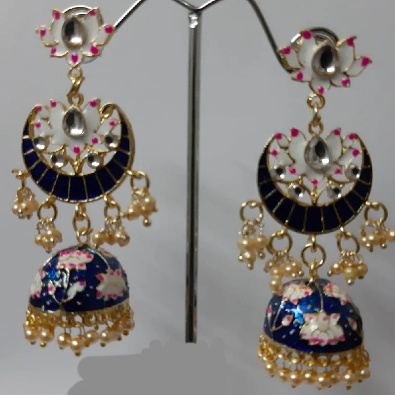 women crystal earrings -Deep Enterprises Gold Plated Meenakari Jhumki Earrings (Assorted Colors}