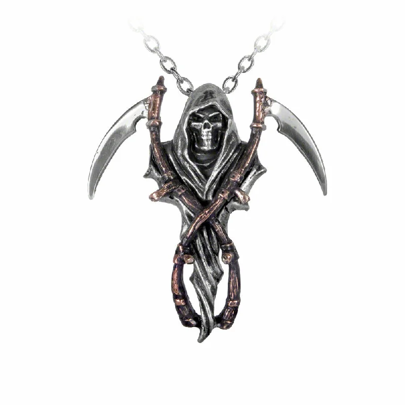 women unique charm necklaces -The Grim Reapers Arms Pendant Necklace by Alchemy Gothic