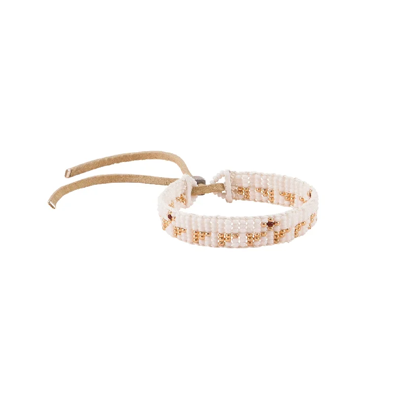 women fashion bangles -Mixed Pattern Warrior Bracelet - WHITE/BURGUNDY/GOLD