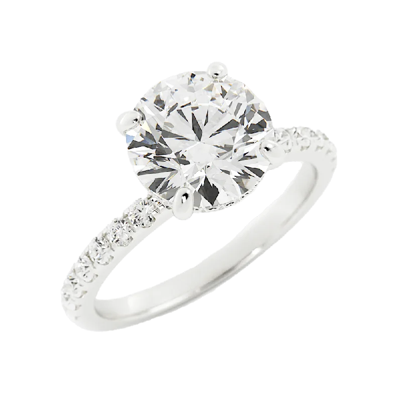 women large rings -2.6 Carat Round Cut Moissanite Engagement Ring 14k White Gold