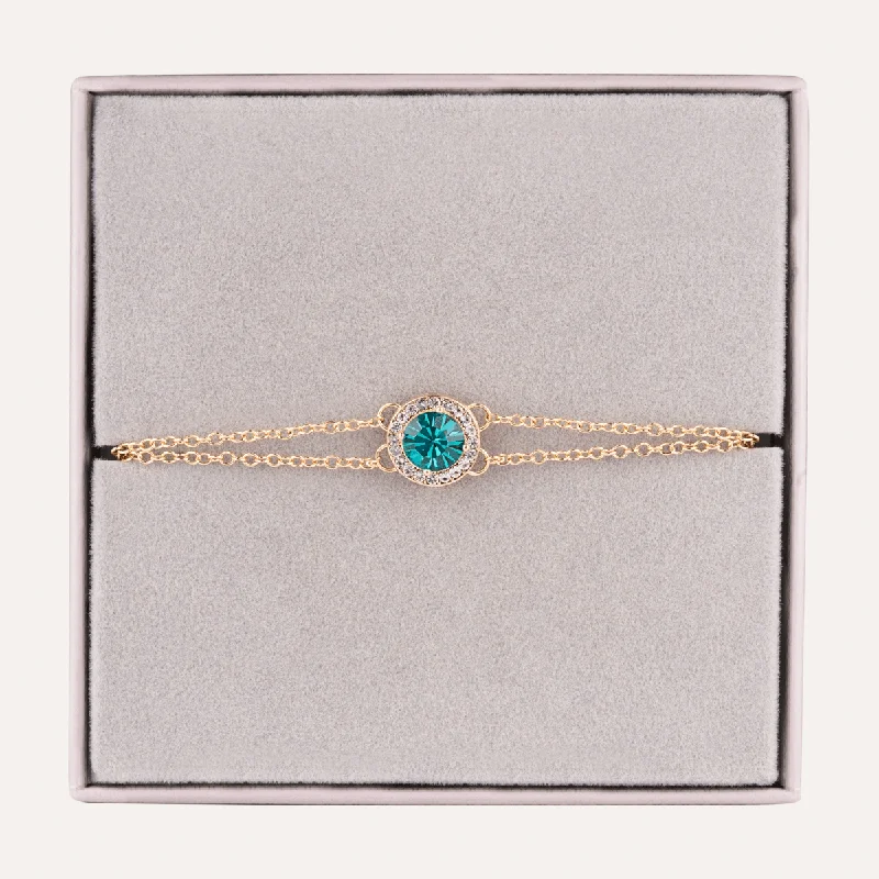 women antique bracelets -December Zircon-Colour Birthstone Clasp Bracelet Cubic Zirconia In Gold-Tone